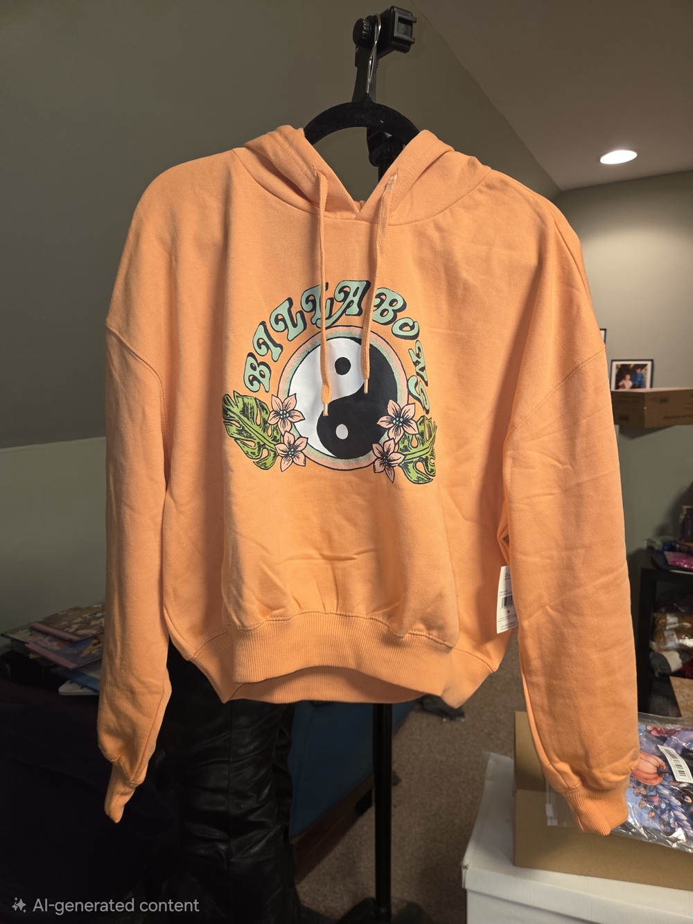 Billabong Peach Hooded Pullover Sweatshirt